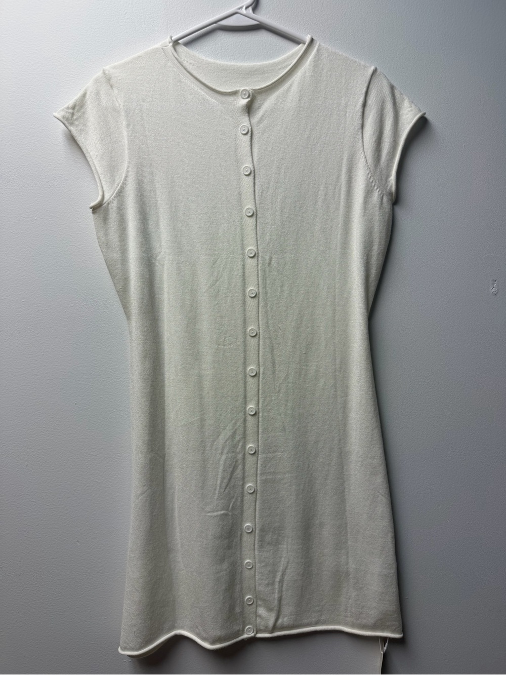 Saodimallsu White Button-Front Knit Mini Dress